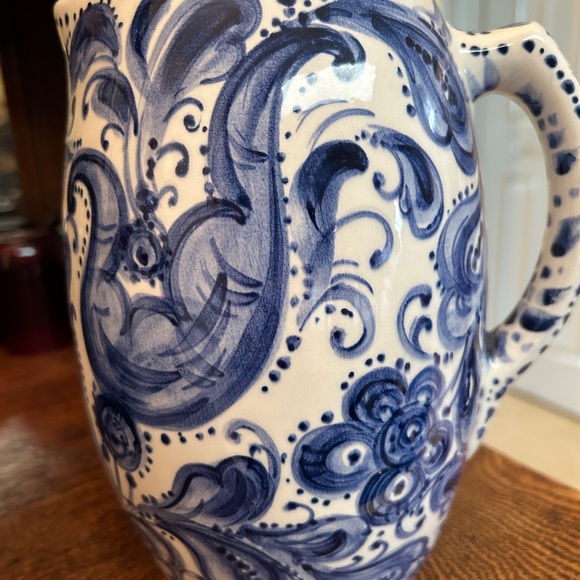 TUROV One-of-a-Kind Hand Painted Ceramic Pitcher Delft Blue. - Picture 8 of 9